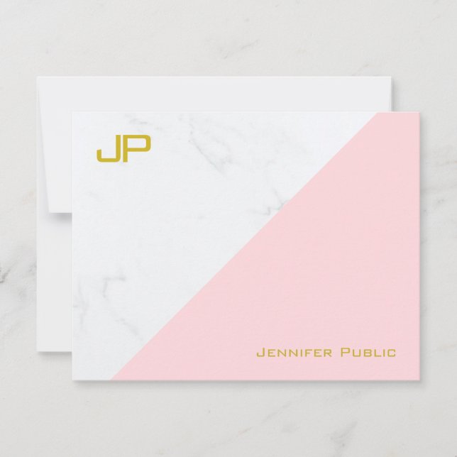 Modern Gold Pink White Marble Simple Template (Front)