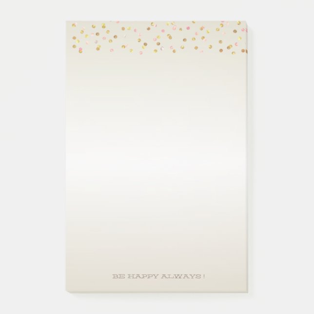 Modern Gold Polka Dots,Confetti-Personalized Post-it Notes (Front)