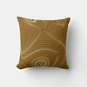 Modern Gold Psychedelic Topographic Line Art Throw Pillow