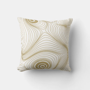 Modern Gold Psychedelic Topographic Line Art Throw Pillow