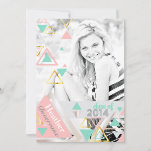 Modern Gold Pyramids Senior Photo Graduation Invitation