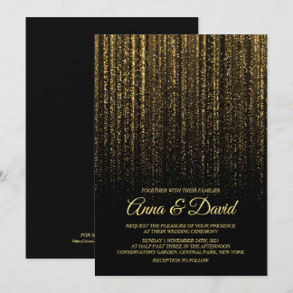 Modern Gold Rain Minimal Wedding Invitation