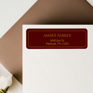 Modern Gold Red Border Return Address Label
