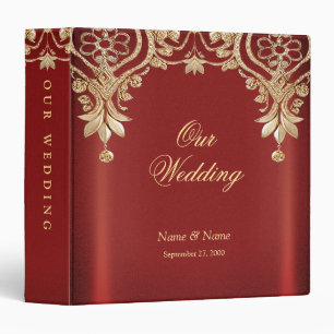 Modern Gold Red Floral Album Binder