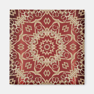 Modern Gold Red Floral Magnet