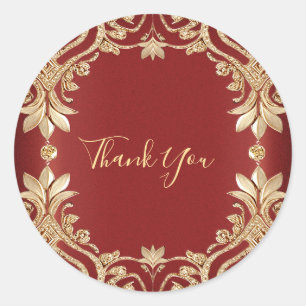 Modern Gold Red Floral Sticker