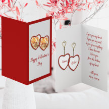 Modern Gold Red & White Heart Love Valentines Day