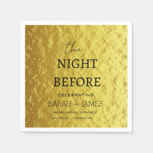 Modern Gold Rehearsal Dinner The Night Before Napkin