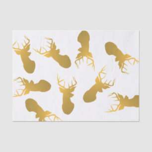 Modern Gold Reindeer Silhouette Christmas Holiday Tissue Paper