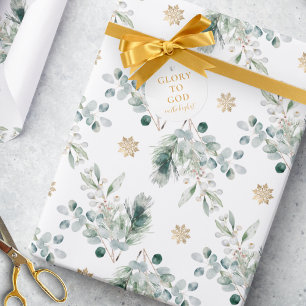 Modern Gold Religious Christmas Glory to God Gift Favour Tags