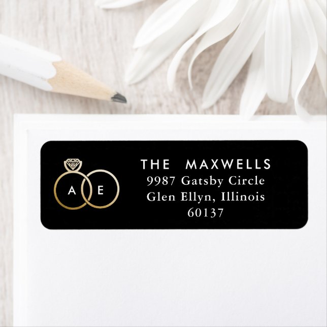 Modern Gold Rings Black and White Wedding (Insitu)