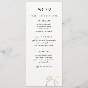 Modern Gold Rings Custom Wedding Menu