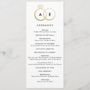 Modern Gold Rings Custom Wedding Program