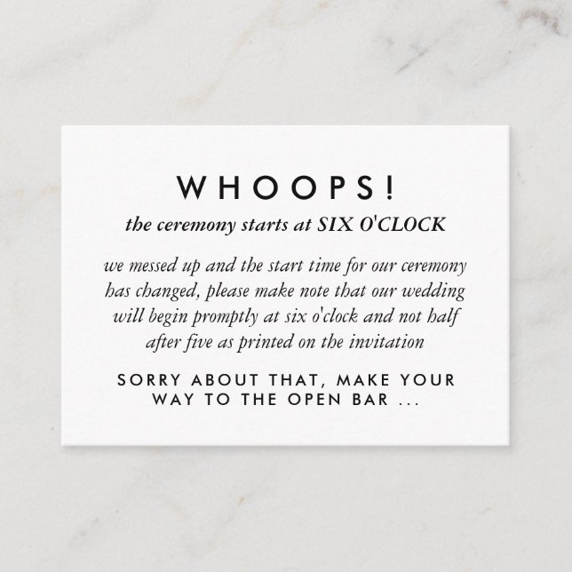 Modern Gold Rings Wedding Error Correction Enclosure Card (Front)