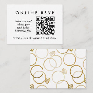 Modern Gold Rings Wedding Online QR Code RSVP Enclosure Card