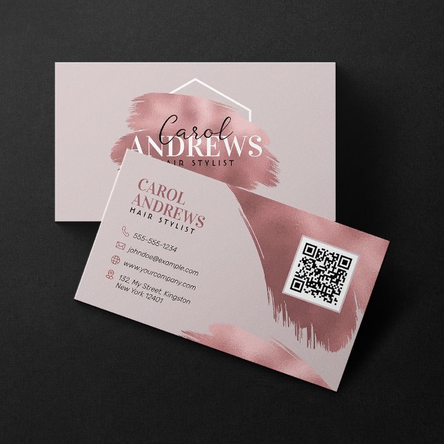 Modern Gold Rose Hair Stylist Hair Salon Beauty Business Card (Creator Uploaded)