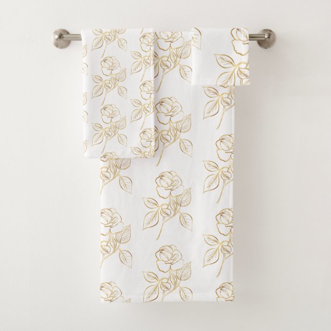 Modern Gold Rose Minimal Bath Towel Set (Insitu)