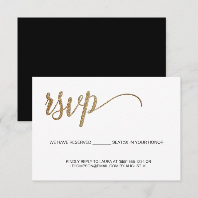 Modern Gold RSVP no mailing Reserved Seat Simple Enclosure Card (Front/Back)