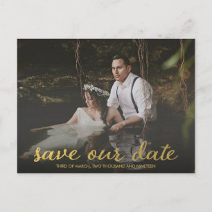 Modern Gold Save OUR Date Photo Postcard