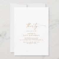 Modern Gold Script 30th Birthday Party Invitation
