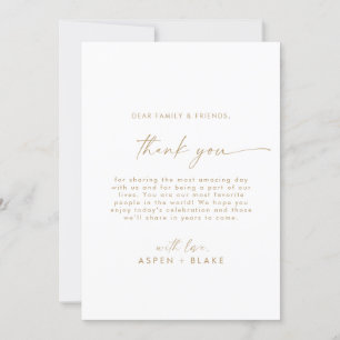 Modern Gold Script 5x7" Thank You Reception Card