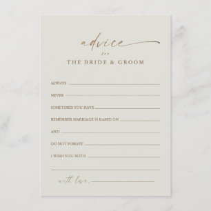 Modern Gold Script Boho Wedding Advice Card