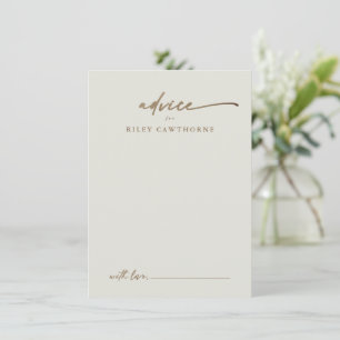Modern Gold Script Boho Wedding Advice Card