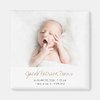 Modern Gold Script Boy or Girl Birth Announcement
