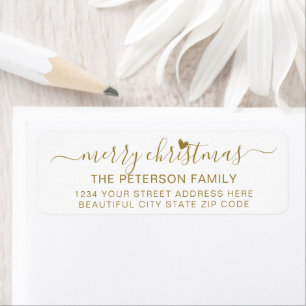 Modern Gold Script Christmas Return Address Label