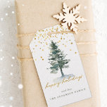 Modern Gold Script Christmas Tree Happy Holidays Gift Tags<br><div class="desc">Custom-designed Christmas gift tags featuring "happy holidays" in modern hand calligraphy with Christmas tree and gold glitters design.</div>