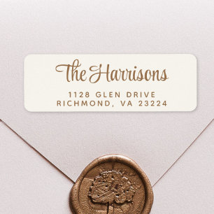 Modern Gold Script Cream Return Address
