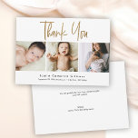 Modern Gold Script Custom 3 photo Baby Thank You Card<br><div class="desc">Introducing our "Modern Gold Script Custom 3 Photo Baby Shower Thank You Card" – a chic and heartfelt way to express your gratitude. This thank you card features modern gold script typography and space for three custom photos, adding a personal touch to your message of thanks. Personalize your thank you...</div>