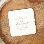 Modern Gold Script Don't Take My Drink I'm Dancing Round Paper Coaster<br><div class="desc">This modern gold script "please don't take my drink I'm dancing" coaster is perfect for a minimalist wedding reception. The simple yellow gold colour design features unique industrial lettering typography with modern boho style. Customizable in any colour. Keep the design minimal and elegant, as is, or personalize it by adding...</div>