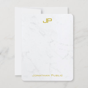 Modern Gold Script Elegant Monogram Marble Simple Card