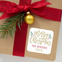 Modern Gold Script Merry Christmas Custom
