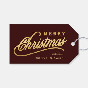 Modern Gold Script Merry CHristmas Gift Tags