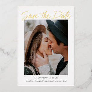 Modern Gold Script Minimal Photo Save the Date