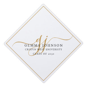 Modern Gold Script Minimalist Graduation Graduation Cap Topper