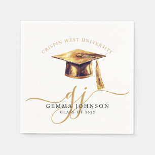 Modern Gold Script Minimalist Graduation Napkin
