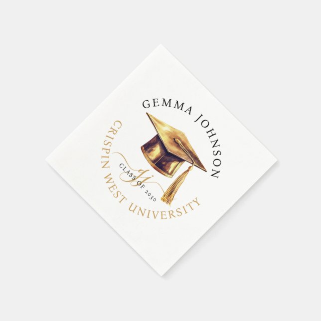 Modern Gold Script Minimalist Graduation Party Napkin (Corner)