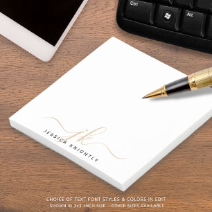 Modern Gold Script Monogram Initials Minimal Post-it Notes