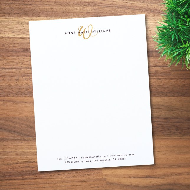 Modern Gold Script Monogram Letterhead (Creator Uploaded)