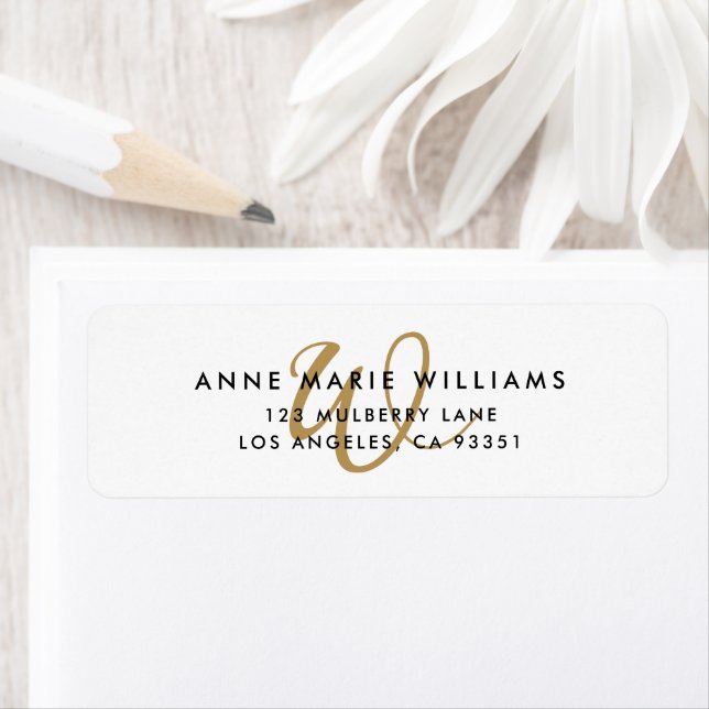 Modern Gold Script Monogram Return Address (Insitu)