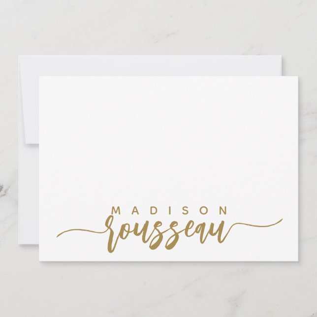 Modern Gold Script Name Personalized White Card (Front)
