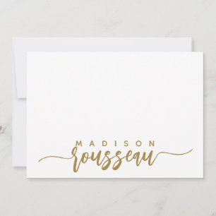 Modern Gold Script Name Personalized White Card