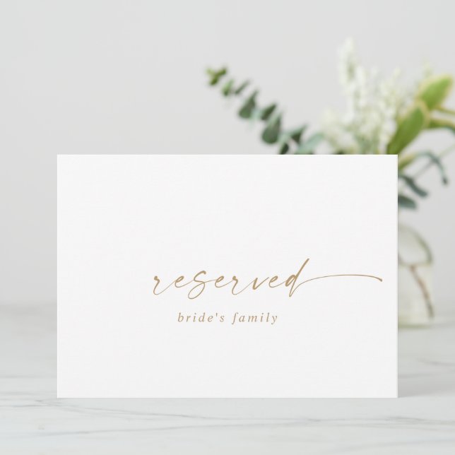 Modern Gold Script Reserved Sign (Standing Front)