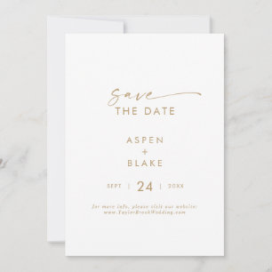 Modern Gold Script Save the Date Announcement Card