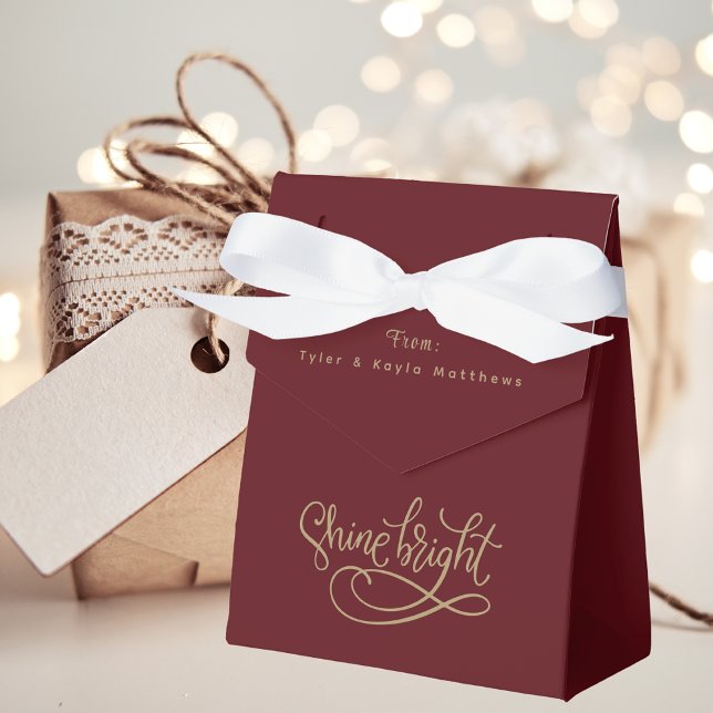 Modern Gold Script Simple Elegant Wine Red Favor Box (Creator Uploaded)