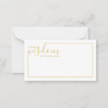 Modern Gold Script Wedding Advice and Wishes Card<br><div class="desc">Add a personal touch to your wedding with a modern script wedding advice and wishes card. This advice card features title 'words of wisdom' with details in gold script and sans serif font style with gold border on white background. Perfect for wedding, baby shower, birthday party, bridal shower, bachelorette party...</div>