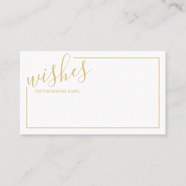 Modern Gold Script Wedding Advice and Wishes Card (Front)